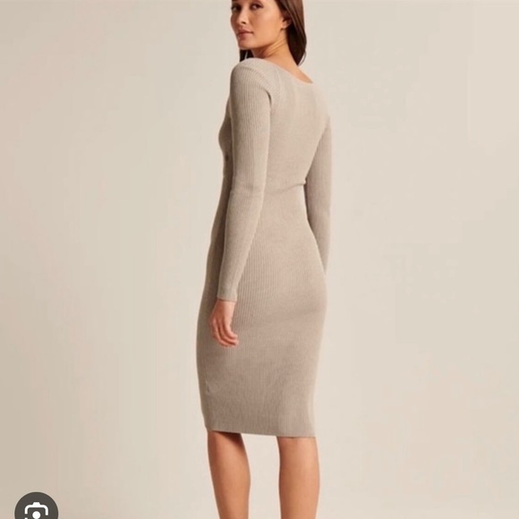 NWT Abercrombie & Fitch Cinched Front Cutout Sweater Midi Dress - Picture 5 of 14